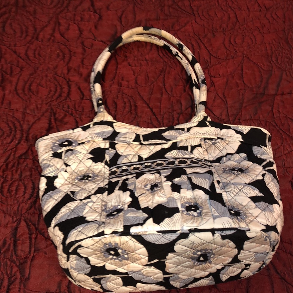 Vera Bradley Black/White/Grey Flower Print Tote Bag - Picture 2 of 7